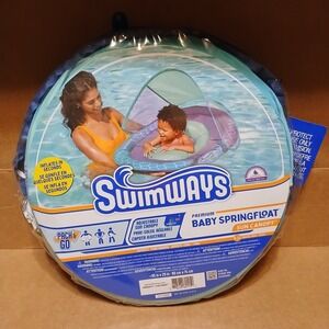 NEW SwimWays Baby Spring Float with Adjustable Canopy and UPF Sun Protection